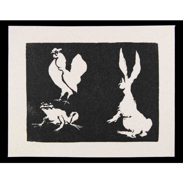 Animals is an original Linocut Print realized by Mino Maccari in 1951. Very Good condition. No Signature. Mino Maccari...