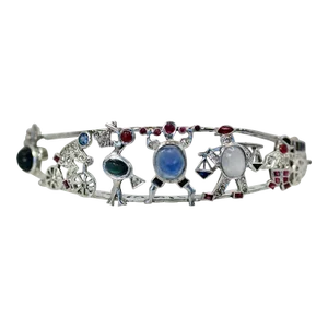 1930s Art Deco Platinum Charms on Bracelet