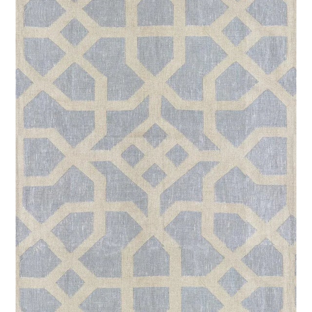Traditional Sample - The House of Scalamandré Linen Lattice Fabric, Bluestone & Fog For Sale - Image 3 of 3