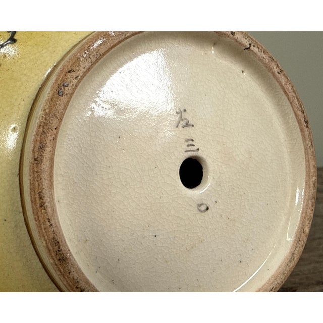 Antique Meiji Period Japanese Satsuma Ceramic Vase With Yellow Ground and Bird Decoration For Sale - Image 10 of 10
