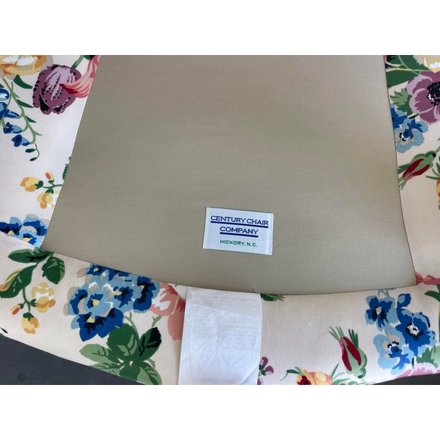 Vintage Floral Bergère Armchairs by Century Furniture, a Pair For Sale - Image 10 of 16