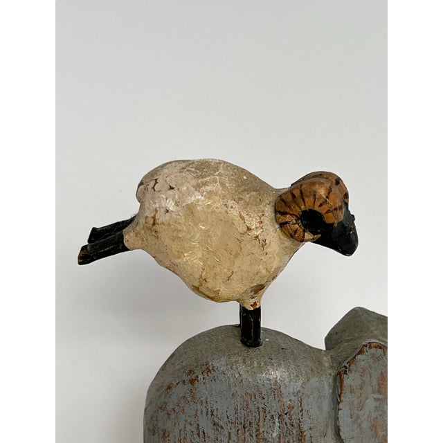 Folk Art Original Signed Tom Kelly Folk Art Elephant Ram Wood Sculpture For Sale - Image 3 of 12