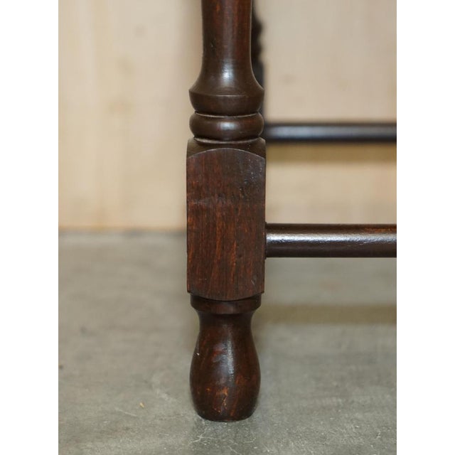 Brown Vintage Dutch Bench Stool with Rope Woven Rush Style Seat, 1940s For Sale - Image 8 of 16