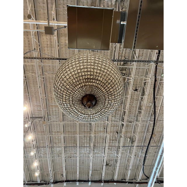 Mid-Century Modern 1970s Spherical Crystal Chandelier Acanthus Top For Sale - Image 3 of 6