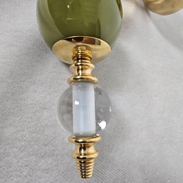 1990s Olive Green and Amber Murano Glass Sconces - a Pair For Sale - Image 12 of 13