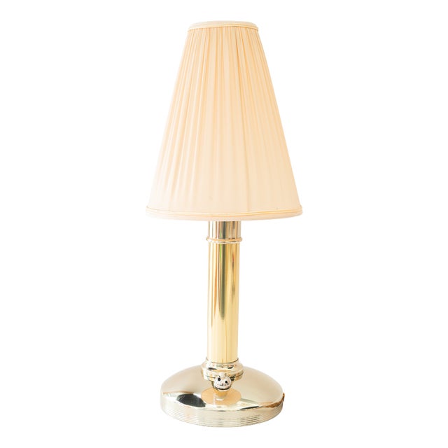Art Deco Alpaca/Brass Table Lamp with Fabric Shade Vienna, Austria, 1920s For Sale