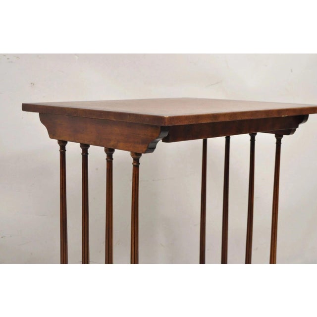 Regency Style Mahogany Brown Tooled Leather Accent Side Table by Highland House For Sale - Image 11 of 12