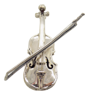 Vintage Italian Handmade Silver Violin with Arc, Tuscany, 1980s