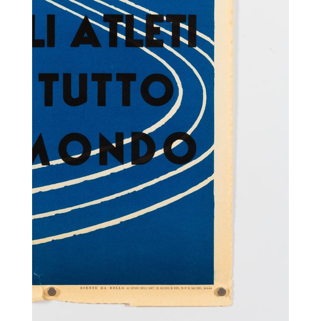 Blue Italian Sports Center Original Lithograph by Corrado Mancioli, 1960 For Sale - Image 8 of 9