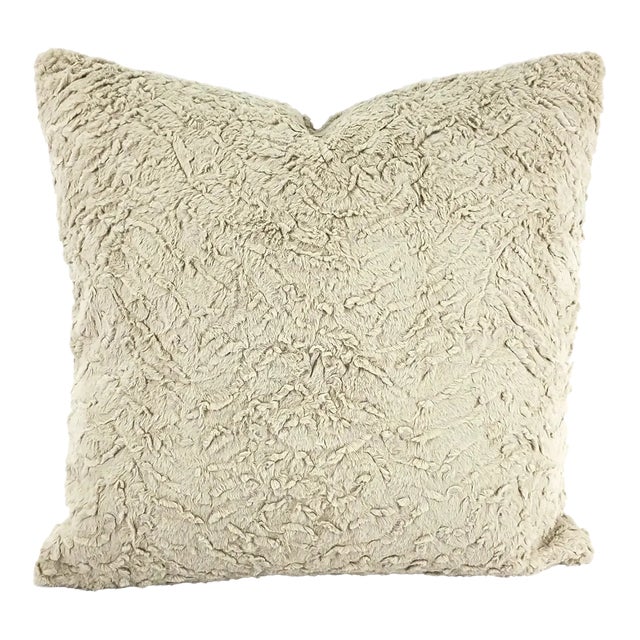 Solid Gray Faux Fur Pillow Cover For Sale