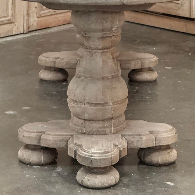 French Mid-Century Oval Trestle Table ~ Stripped Solid Oak For Sale - Image 9 of 18