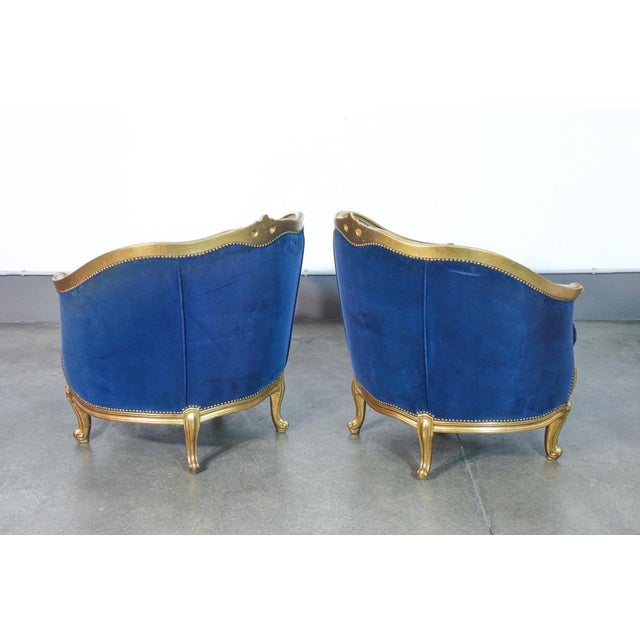 Blue Louis XIV Style Armchairs in Gilded Wood, Set of 2 For Sale - Image 8 of 16