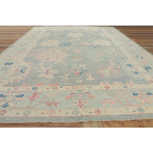 Textile Vintage Light Blue Oushak Rug, 10'00 X 13'10 For Sale - Image 7 of 9