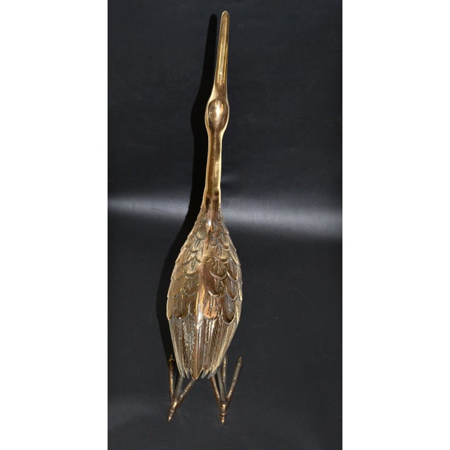 Bronze Crane Life-Size Animal Sculpture Handcrafted Mid-Century Modern 1970 For Sale - Image 9 of 13