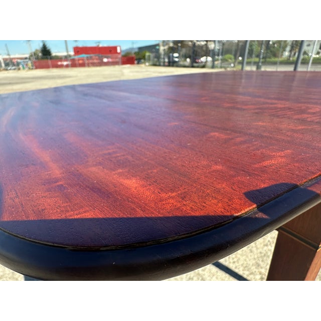 Brown Antique Federal Sheraton Mahogany Drop Leaf Pembroke Table Inlay Brass Casters For Sale - Image 8 of 14