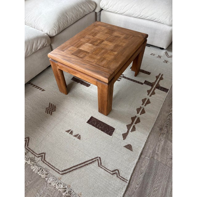 1970s Vintage Restored Solid Wood Coffee Table With Parquet Top For Sale - Image 5 of 8