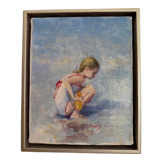 Beach Girl by the Sea, by Ashley Lee, Oil on Canvas Painting, Framed For Sale