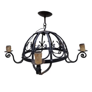 Early 20th Century Art Deco Dutch Wrought Iron Chandelier in the style of Amsterdam School For Sale