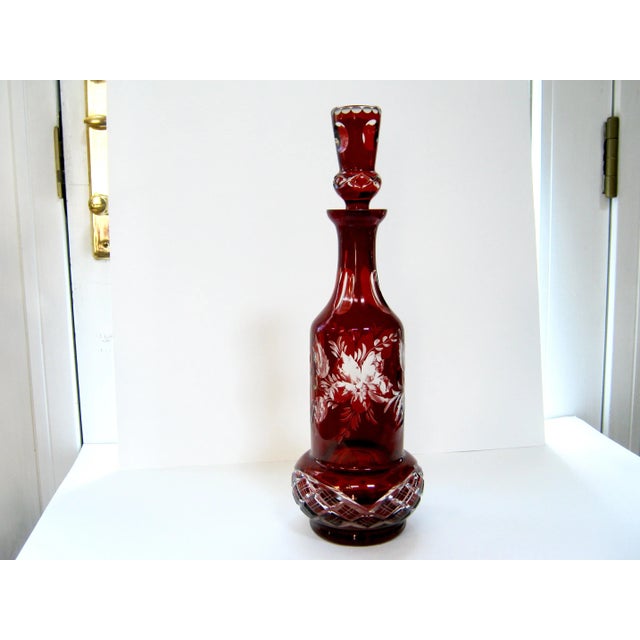 Antique Bohemian Etched & Cut Glass Decanter Chairish