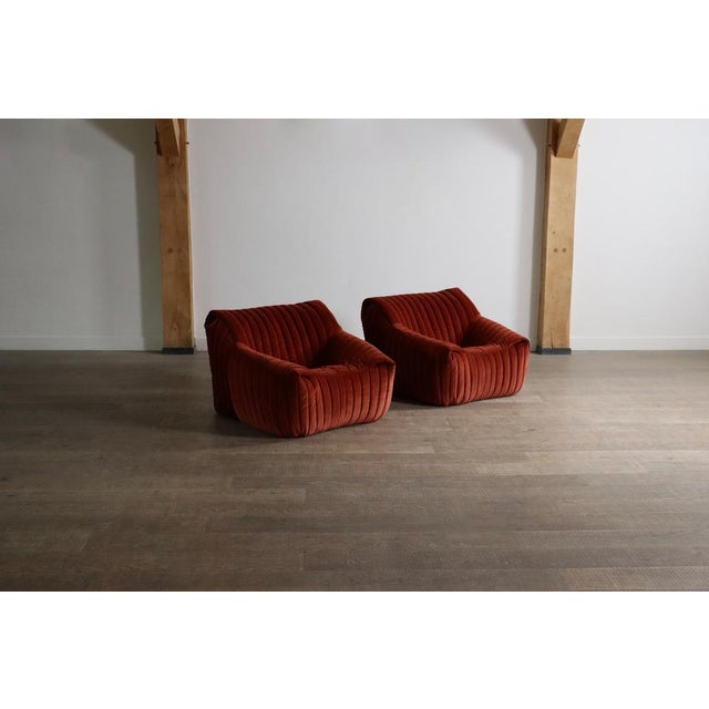 Sandra Lounge Chairs in Velvet by Annie Hieronimus for Cinna, France, 1970s, Set of 2 For Sale - Image 15 of 15
