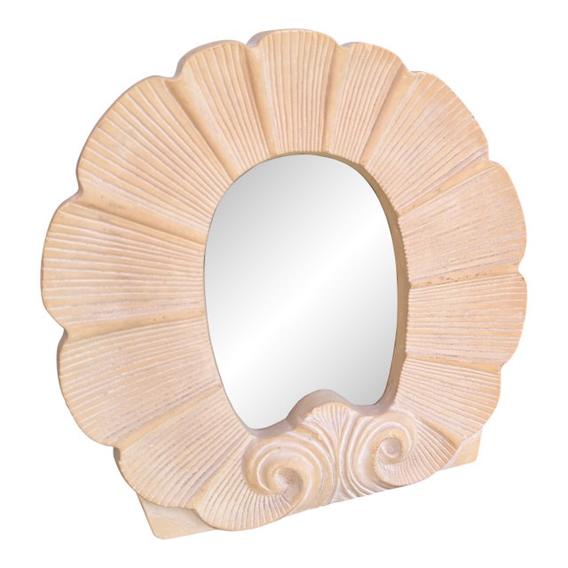 Vintage Plaster Shell Mirror For Sale