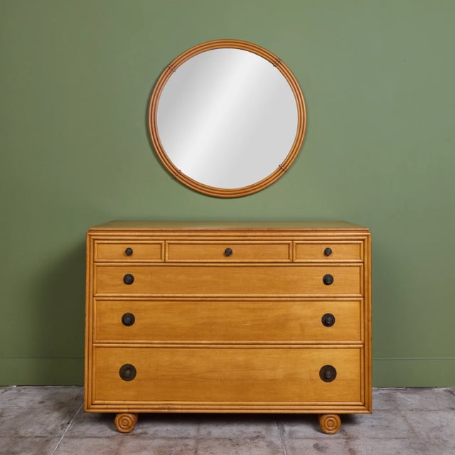 Johnson Furniture Co. Round Wall Mirror for Johnson Furniture Co For Sale - Image 4 of 4