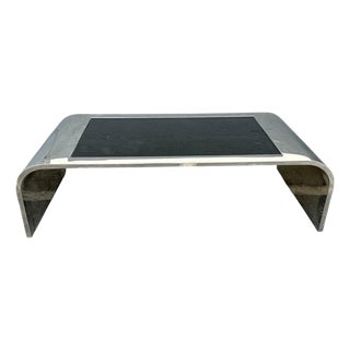 1970s Stainless Steel Waterfall Coffee Table Attributed to Pace For Sale