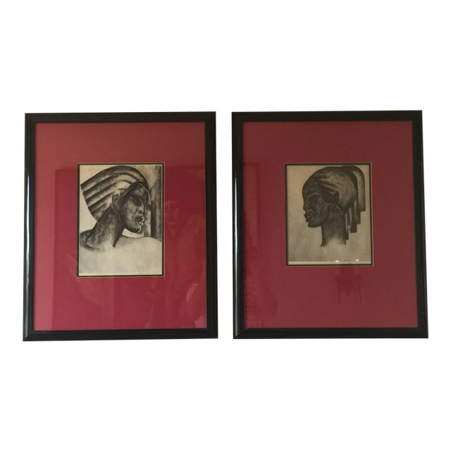 1930s Art Deco Portrait Lithographs by Boris Lovet-Lorski - a Pair For Sale