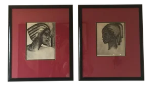 1930s Art Deco Portrait Lithographs by Boris Lovet-Lorski - a Pair