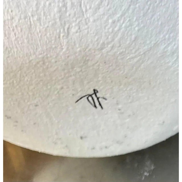 Vintage Signed Modernist White Ceramic Flame Cachepot For Sale - Image 12 of 14
