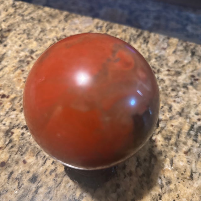 2010s Polished Red Jasper Decorative Mineral Sphere Without Stand For Sale - Image 5 of 5