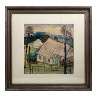Axl Leskoschek, Mid-Century Water Color with Original Frame, 1946 For Sale