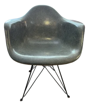 1950s 1st Generation Herman Miller Eames Zenith Label Rope Edge Dar Arm Shell Chair in Elephant Hide Grey