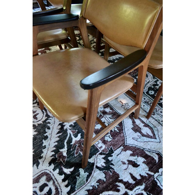 Jens Risom Style Walnut Arm Chairs - Set 4 For Sale - Image 9 of 15