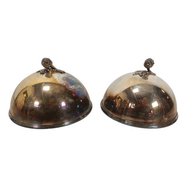 Silver Restaurant Plate Covers, 1890s, Set of 2 For Sale