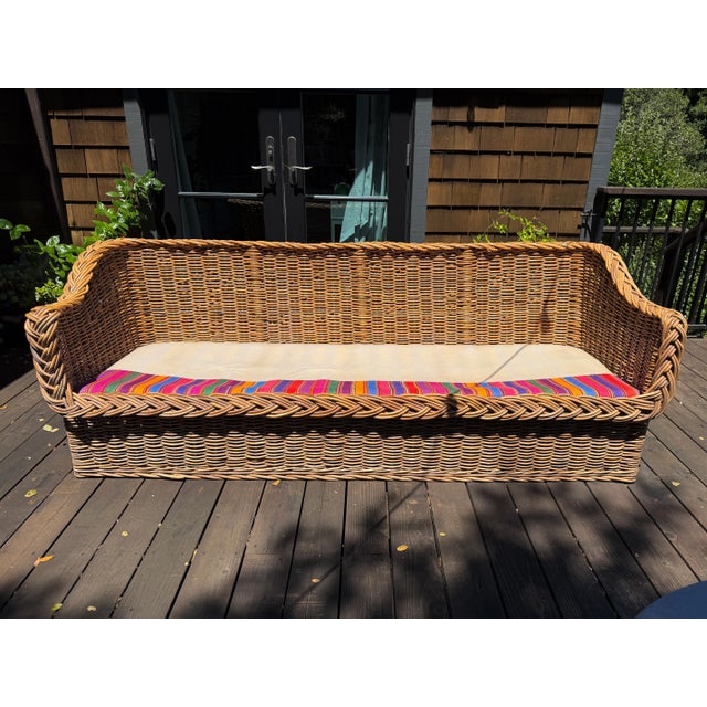 Wood 1970s California Wicker Works Sofa For Sale - Image 7 of 9