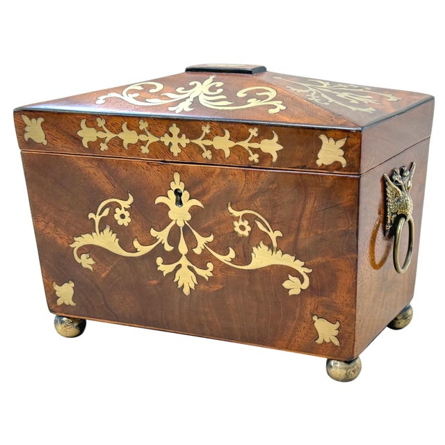 Regency Brass Inlaid Mahogany Tea Caddy, 1815 For Sale - Image 13 of 13