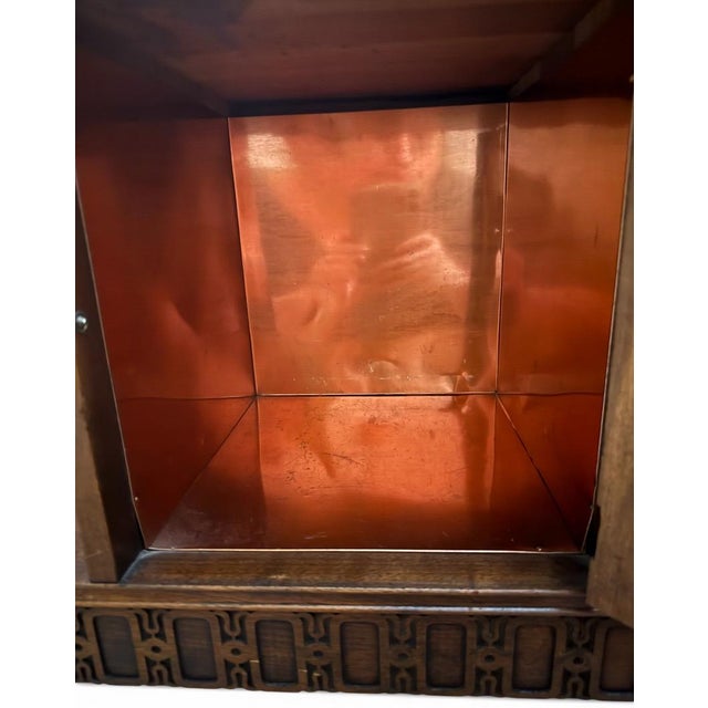 Vintage Art Deco Neoclassical Mahogany Copper-Lined Humidor Magazine Side Table For Sale - Image 13 of 18