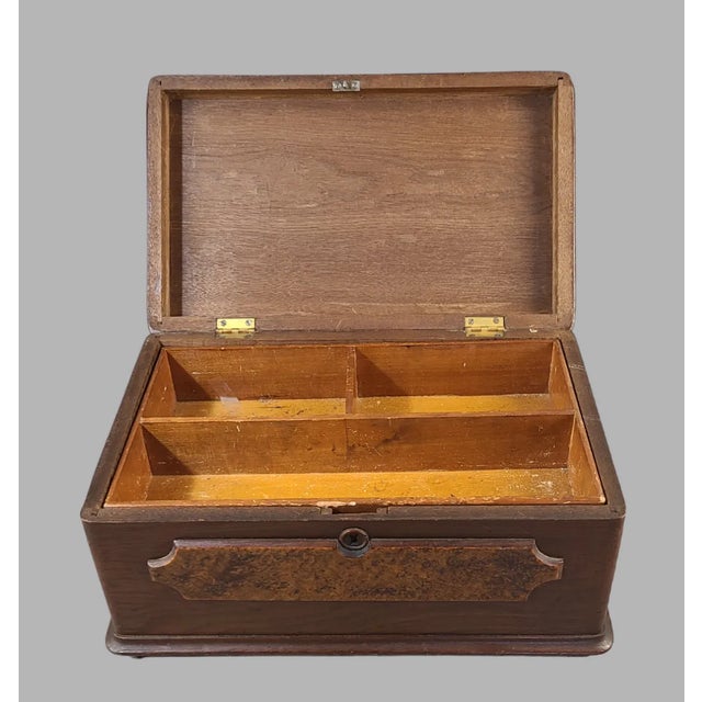 Antique Victorian Walnut Burl Wood Storage Box Removable Compartment Tray For Sale - Image 6 of 12