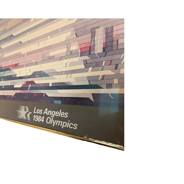 1980s Vintage 1984 Los Angeles Olympics Framed Poster Postmodern Art Brass 1980s Stars in Motion Moshe Elimelech. For Sale - Image 5 of 9