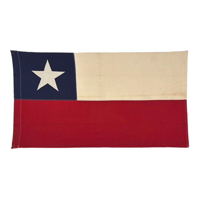 Vintage Cotton Sewn Flag of Chile For Sale