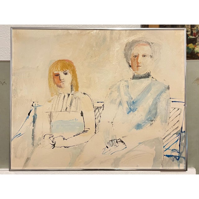 Postmodern French Modernist Post Impressionist Provence Mod Women Jean Sardi Oil Painting For Sale - Image 3 of 10