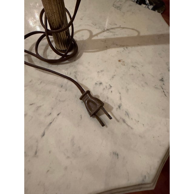White Vintage French Neoclassical Style Stone Floor Lamp With Table | Barley Twist Column | Louis XVI Influence For Sale - Image 8 of 8