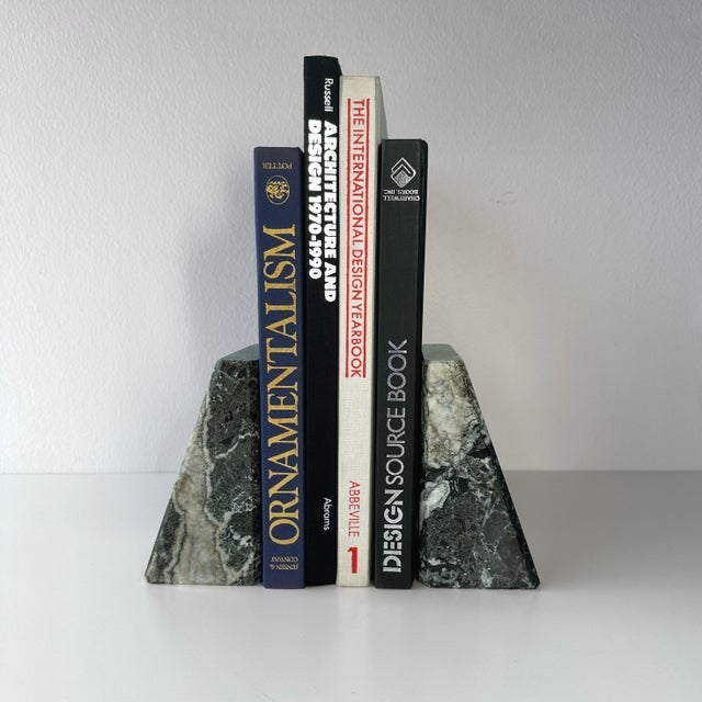 Late 20th Century Green Marble Slanted Bookends- Pair For Sale - Image 9 of 12