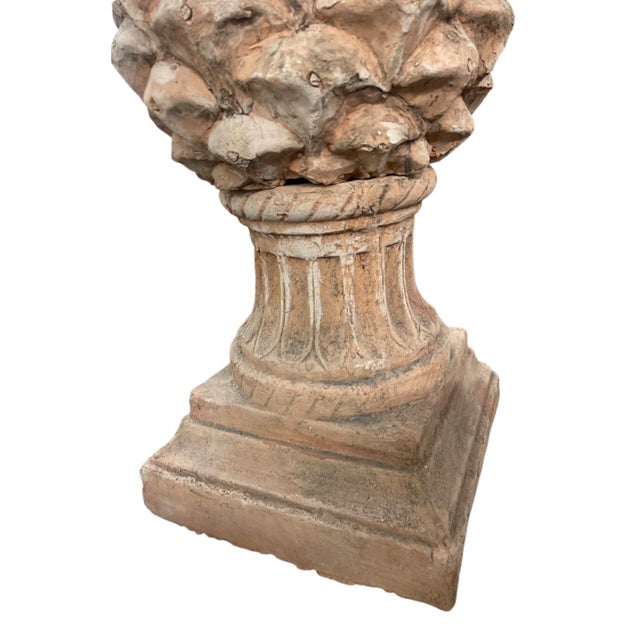 Tuscan Vintage Tuscan-Style Terracotta Pinecone Finial Statue For Sale - Image 3 of 12