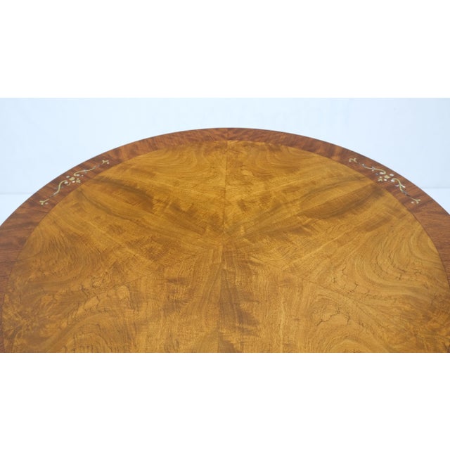 Baker Furniture Company Deco Banded Mahogany Mother of Pearl Inlay Round Lamp Center Gueridon Table MINT For Sale - Image 4 of 11