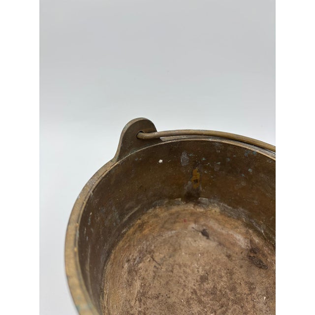 Antique Brass Kettle with Legs For Sale - Image 12 of 15