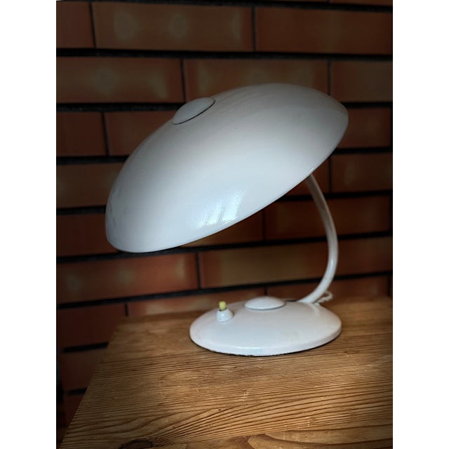 Bauhaus German White Painted Brass Desk Lamp from Helo Leuchten, 1950s For Sale - Image 9 of 17
