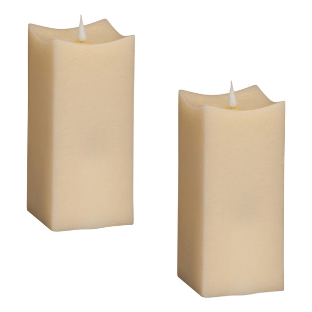 Simplux LED Squared Candle with Moving Flame and Remote (Set of 2) For Sale