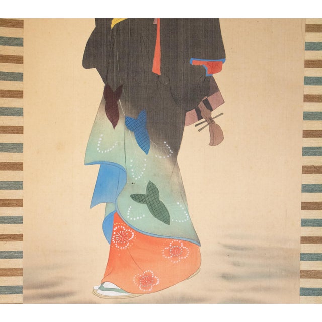 "Kimono Beauty" by Kojo, Japanese Silk Scroll Painting For Sale In Dallas - Image 6 of 18